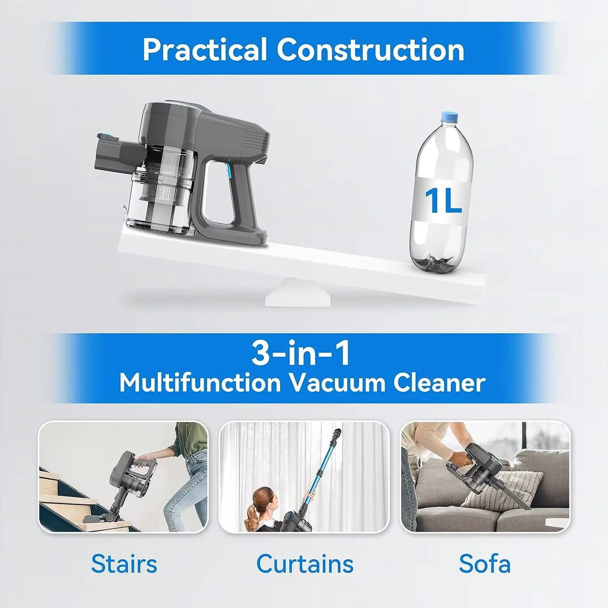 DEVOAC Cordless Stick Vacuum Cleaner With HEPA Filter For Home