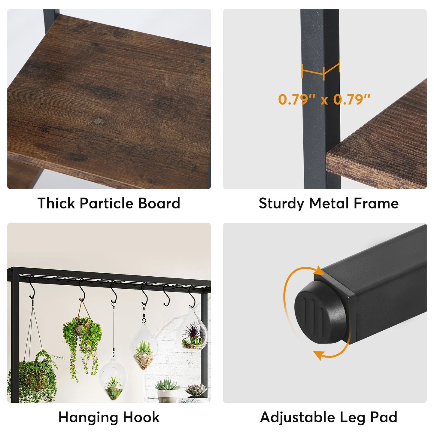 Tribesigns 5-Tier Tall Indoor Plant Stand With Hanging Hooks