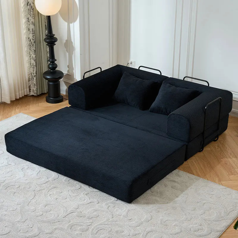 Modern Corduroy Foldable Futon Convertible Sleeper Sofa Bed