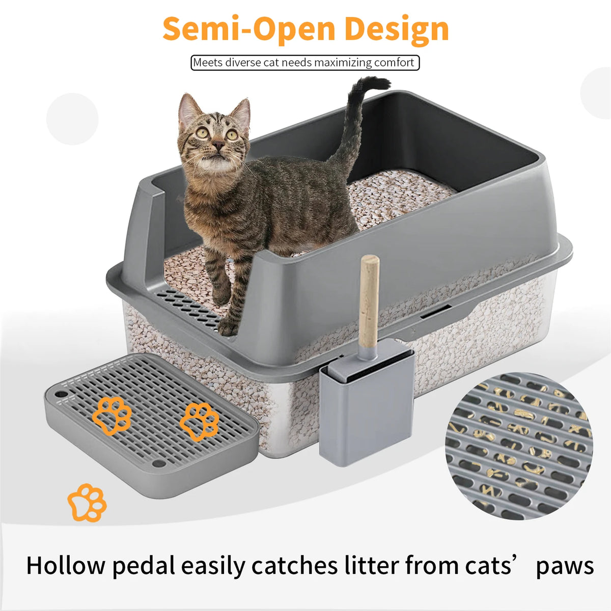 Enclosed Stainless Steel Cat Litter Box With Lid And High Sides