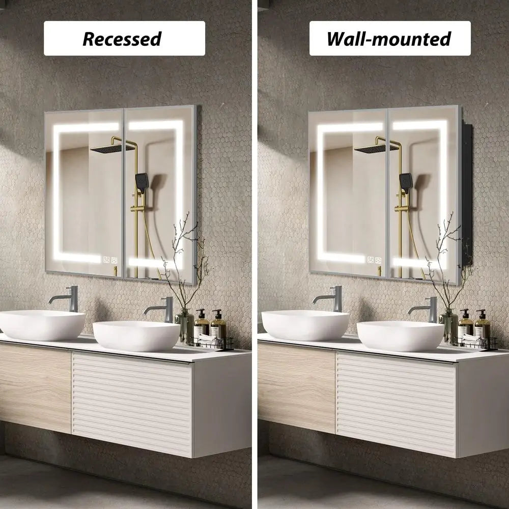 Backlit Bathroom Medicine Cabinet With Mirror And LED Lighting