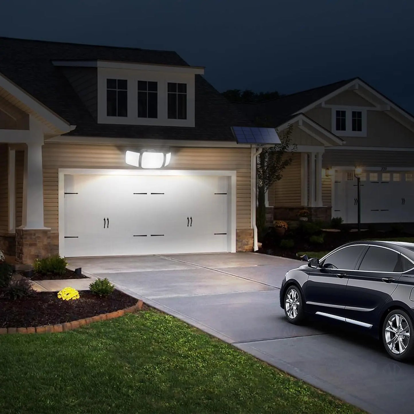 Intelamp Outdoor Solar LED Spotlight With Dual Motion Sensors