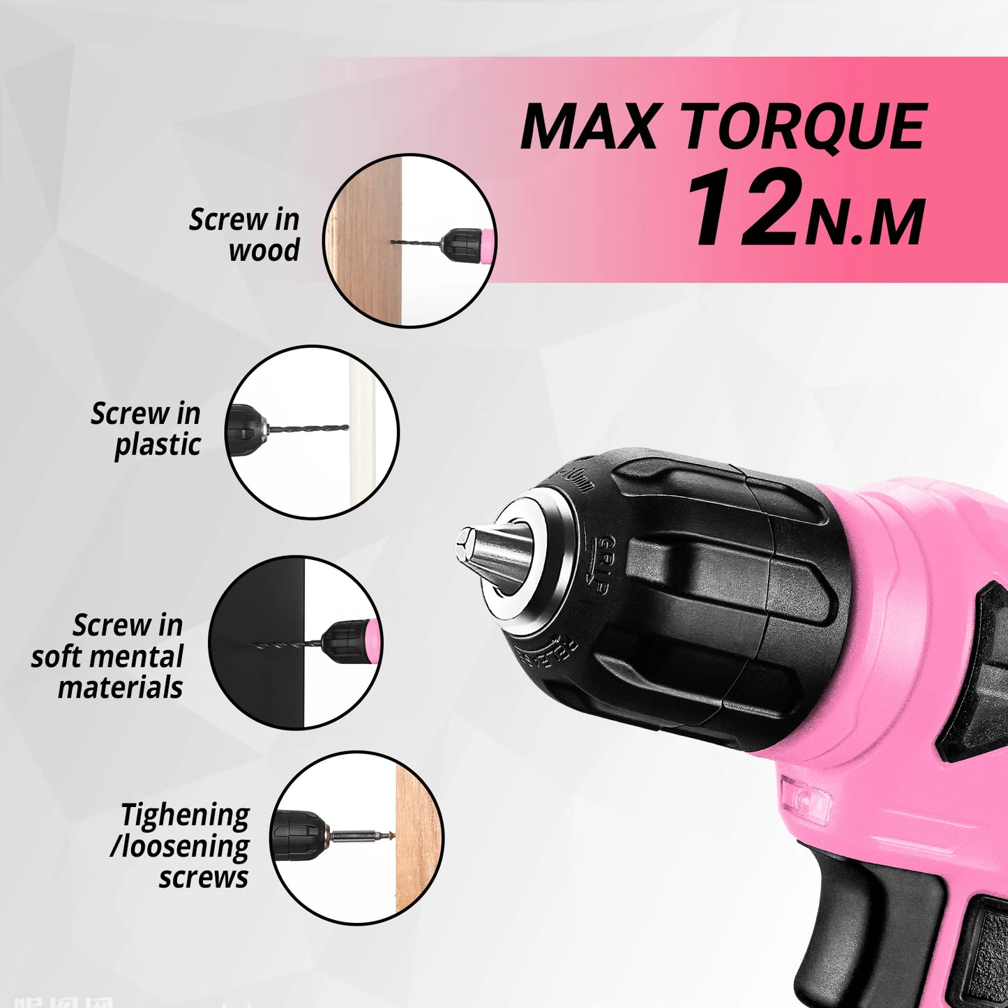 DEKO 8V Cordless Drill And Electric Power Tool Combo Kit