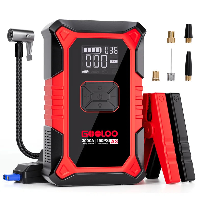 GOOLOO A3 Jump Starter With Air Compressor And 3000A Peak