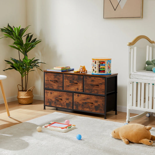 JHK Living Room Display Cabinet With Fabric Drawers