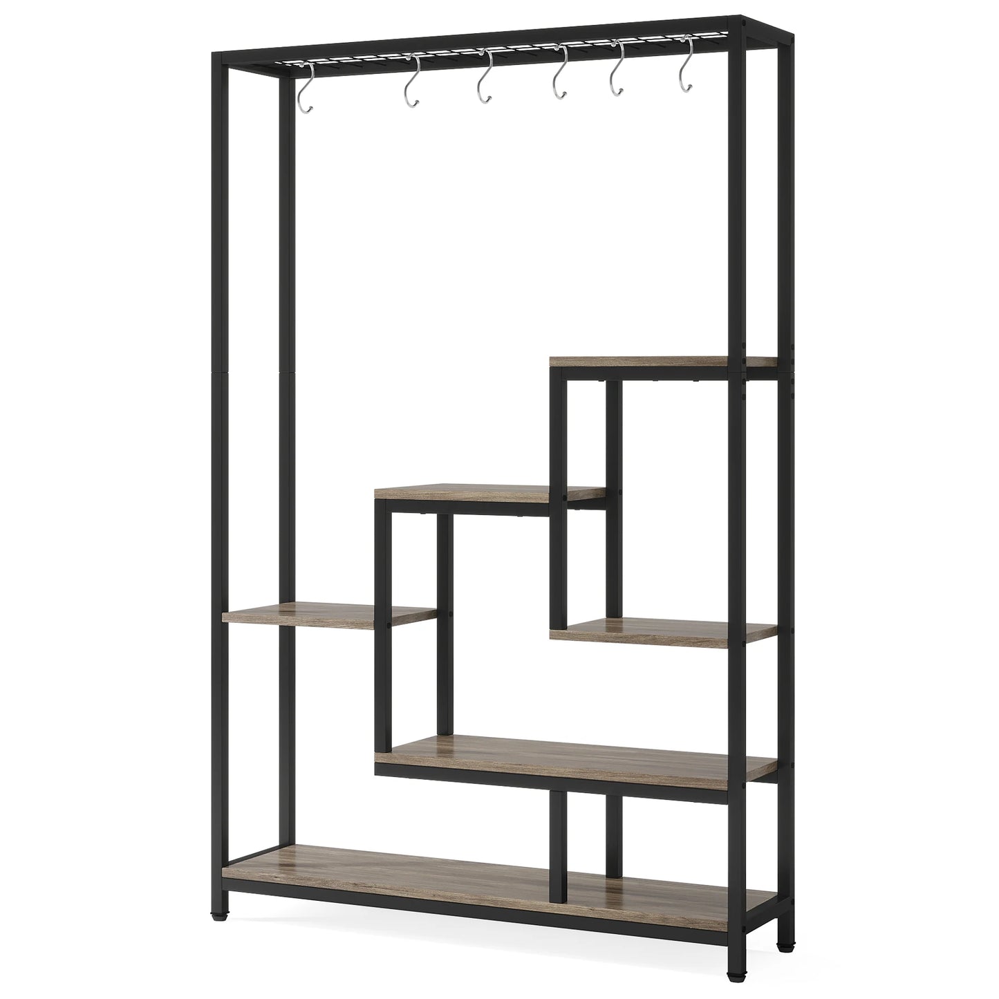 Tribesigns 5-Tier Tall Indoor Plant Stand With Hanging Hooks