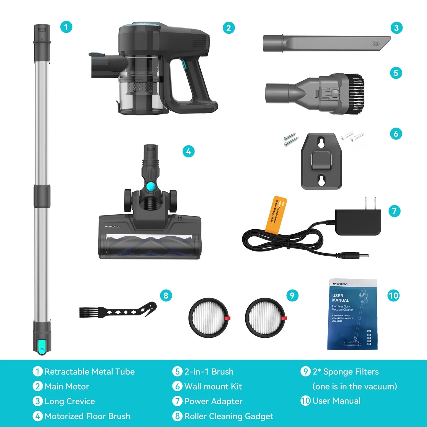 YISORA N300 Cordless Upright Vacuum Cleaner, 40 Minute Battery