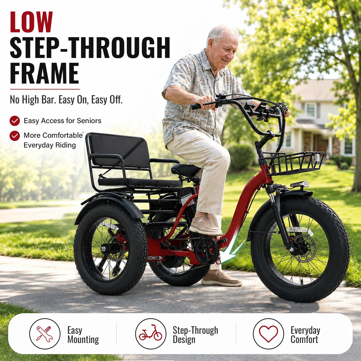 Foldable Electric Tricycle for Seniors and Commuters With Pedal Assist