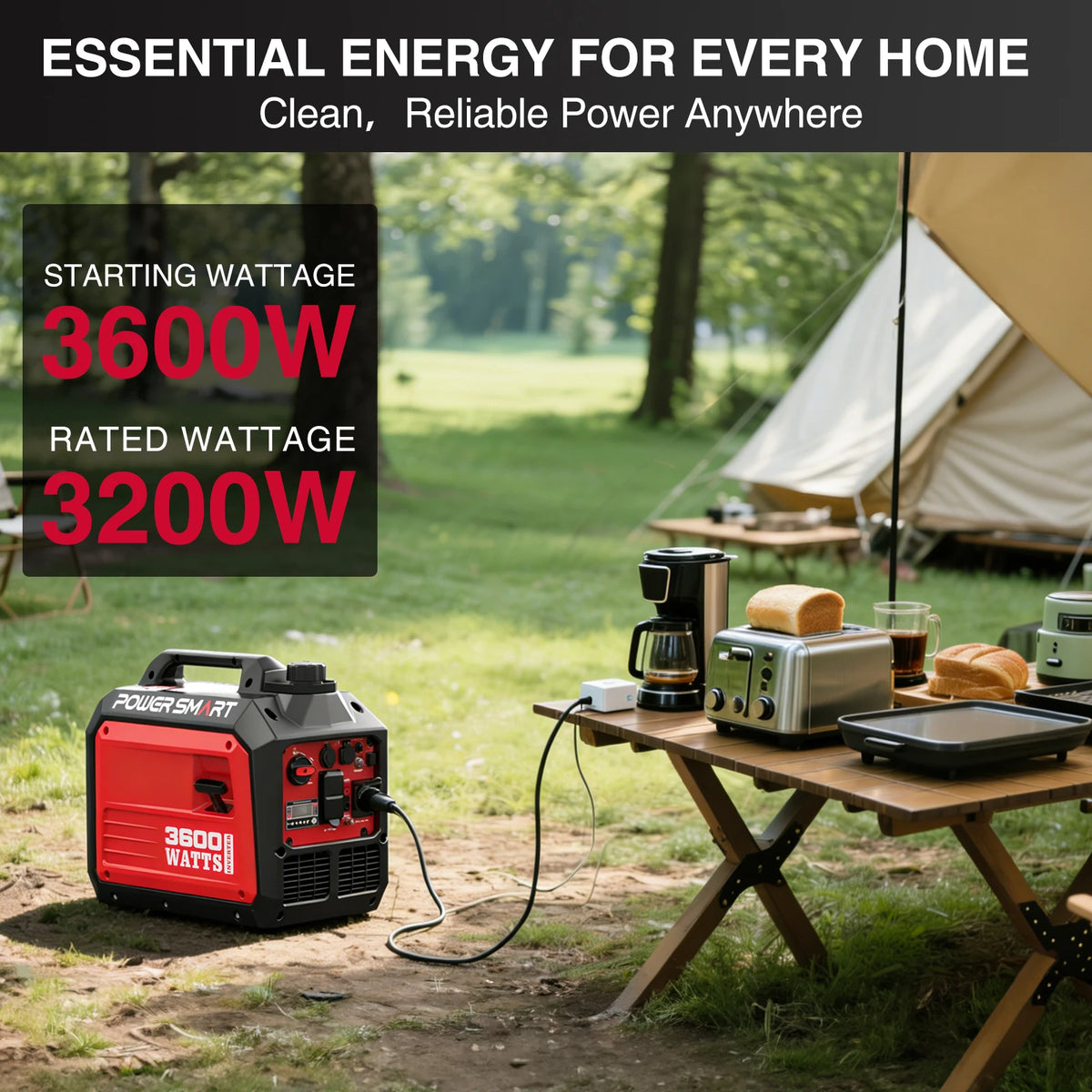 POWERSMART Portable Inverter Generator for Home, RV, Camping, and Backup Power