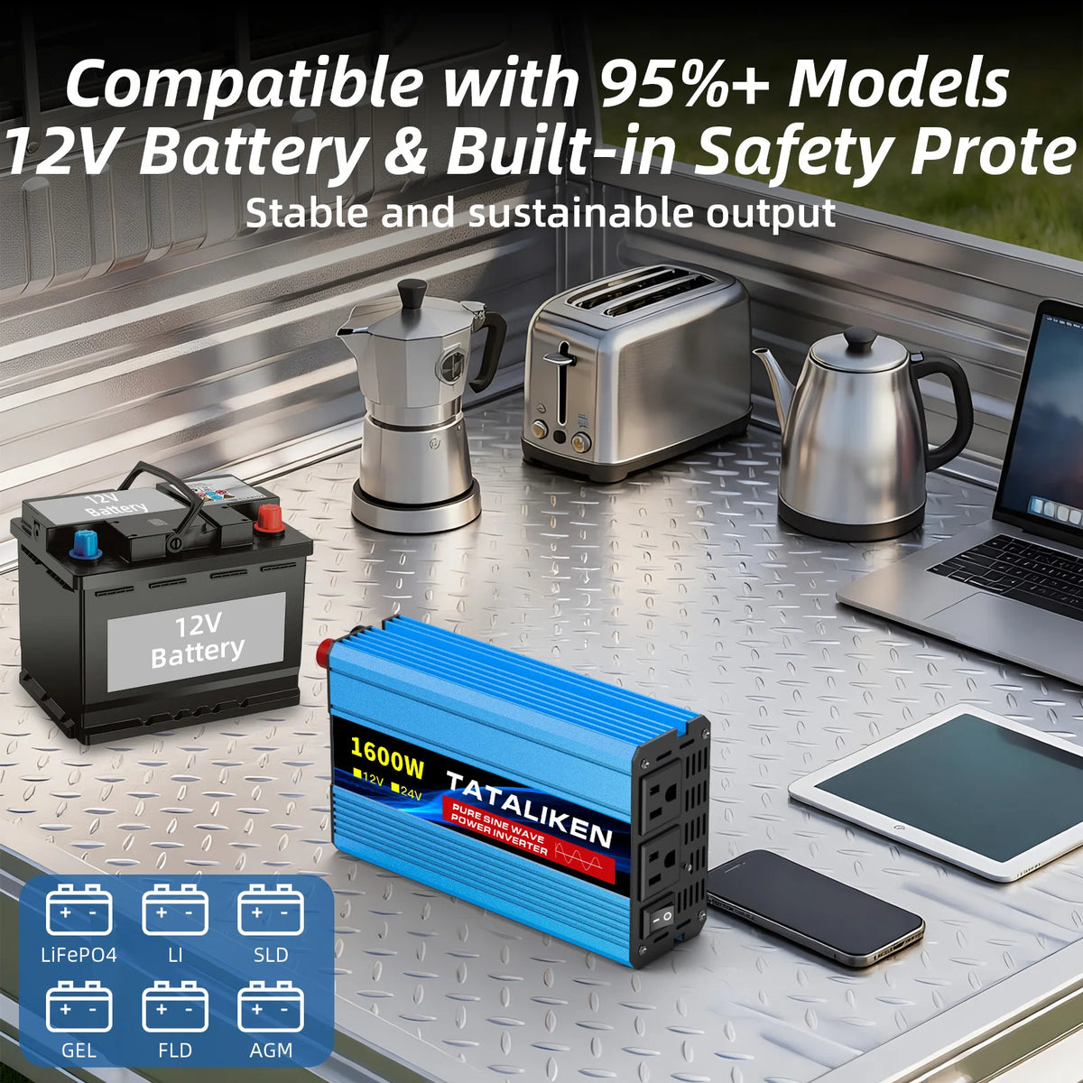 Tataliken Pure Sine Wave Power Inverter Voltage Converter