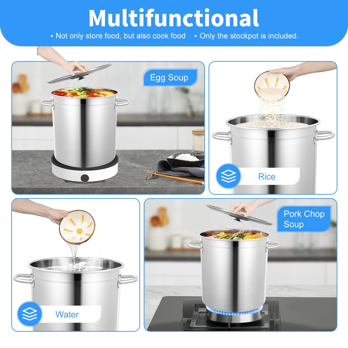 Heavy Duty Stainless Steel Stock Pot With Lid And Handles