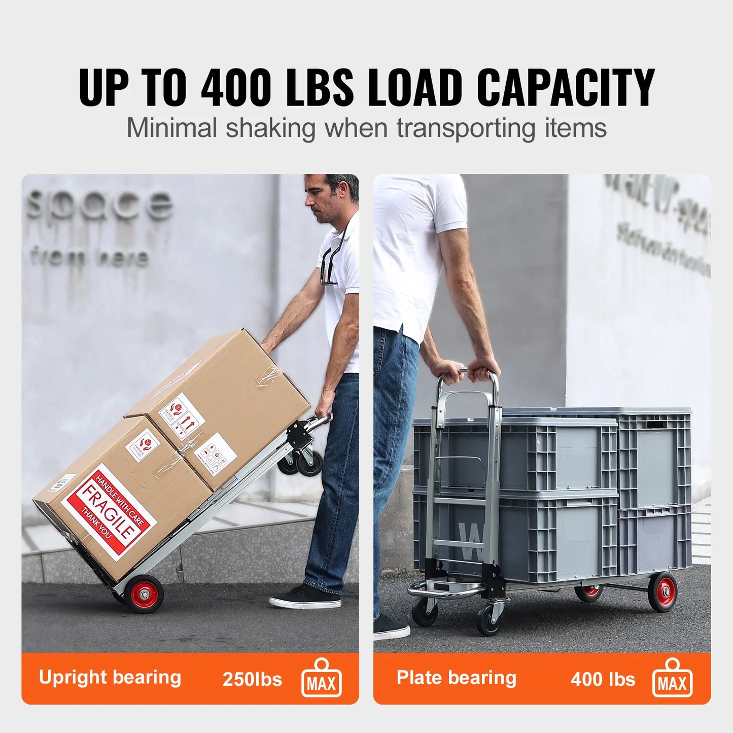 SucceBuy Folding Hand Truck With Wheels 400 Lb Capacity