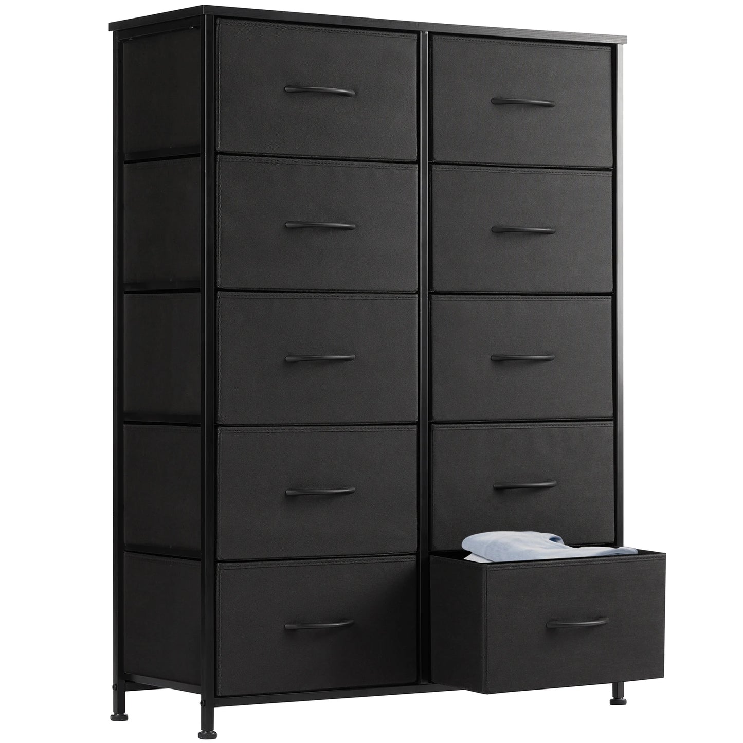 JHK Bedside Table Wardrobe With Fabric Drawers And Steel Frame