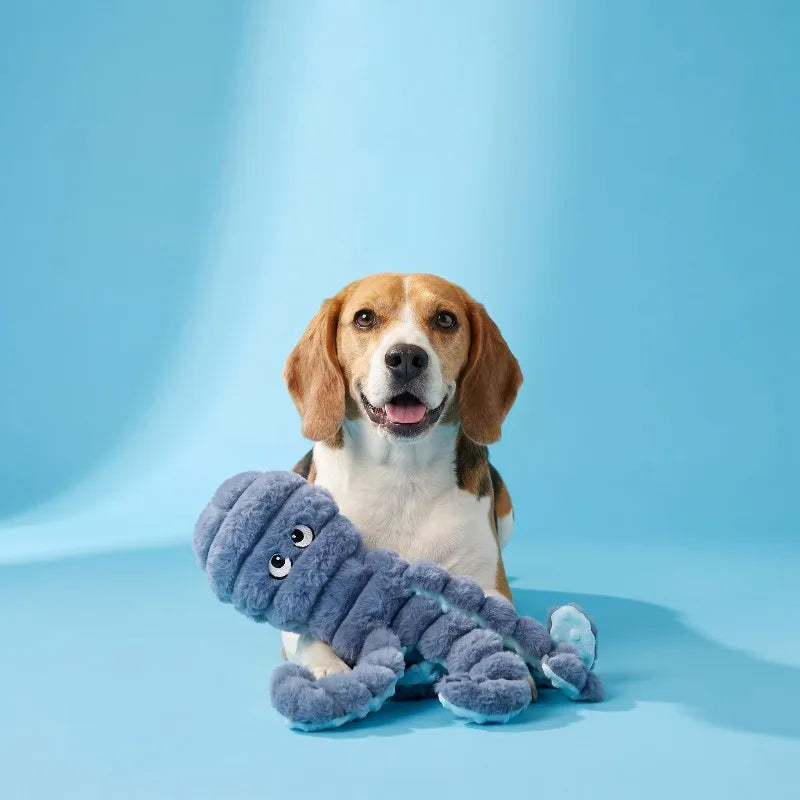 Octopus Plush Dog Toy With Squeaker For Chewing And Fetch