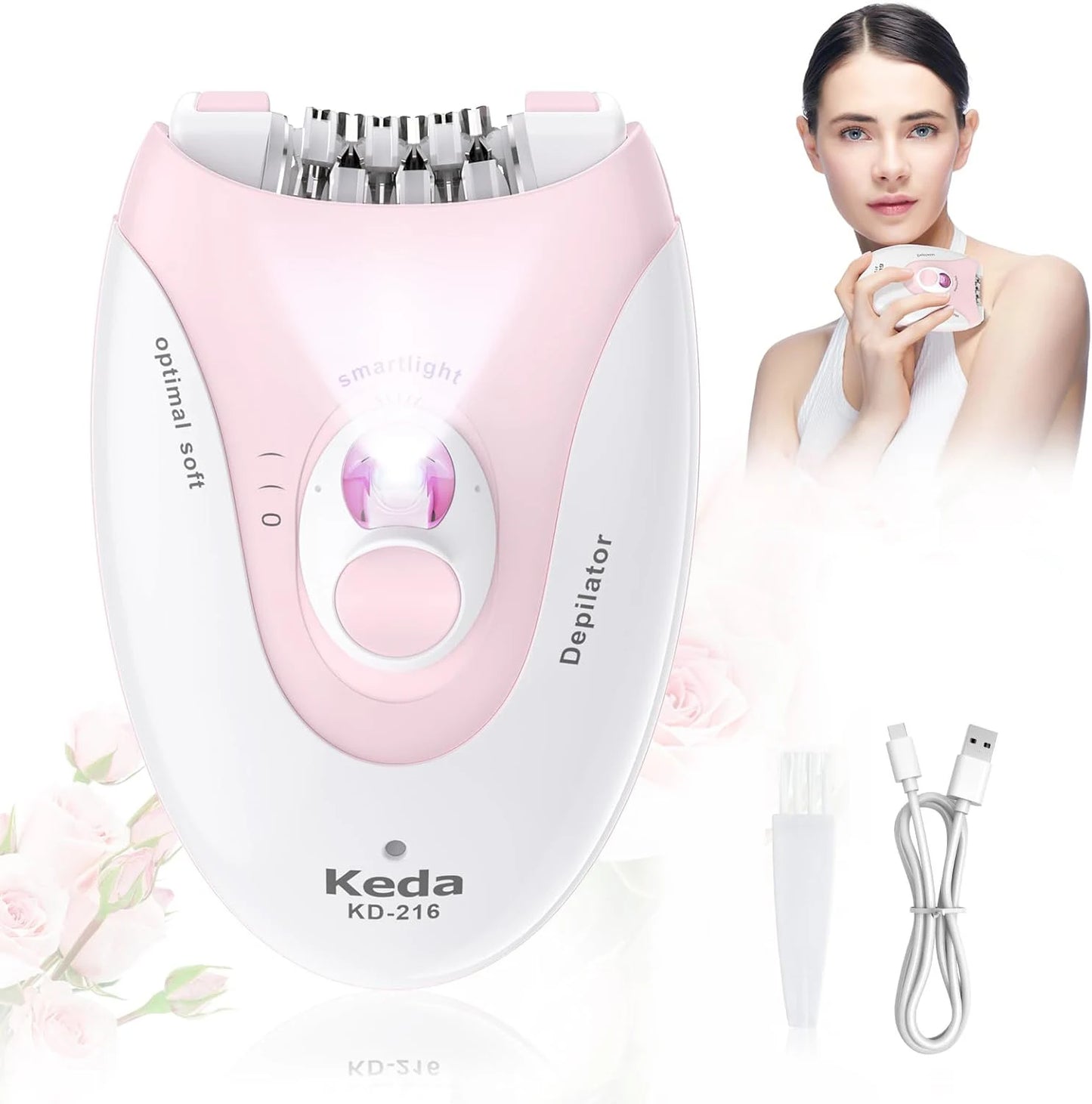 Dual-Head Rechargeable Epilator For Women Wet And Dry Use