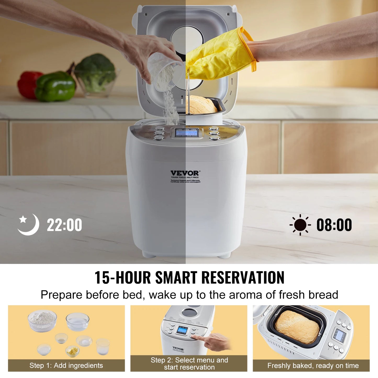 SucceBuy Automatic Bread Maker With Nonstick Ceramic Pan