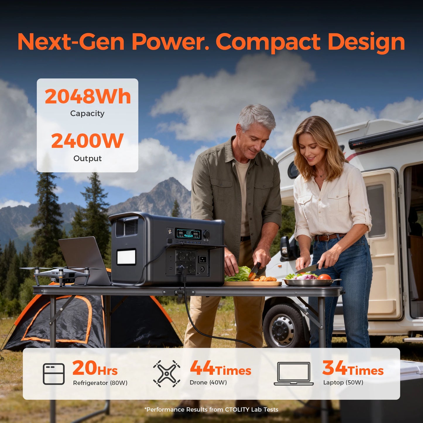 Ctolity 2400W Portable Power Station 2000Wh LiFePO4 Pure Sine Wave
