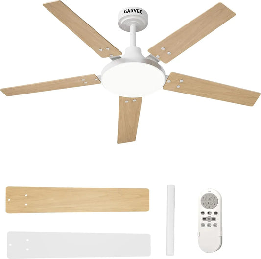 Modern Flush Mount Ceiling Fan With Dimmable LED Remote Control