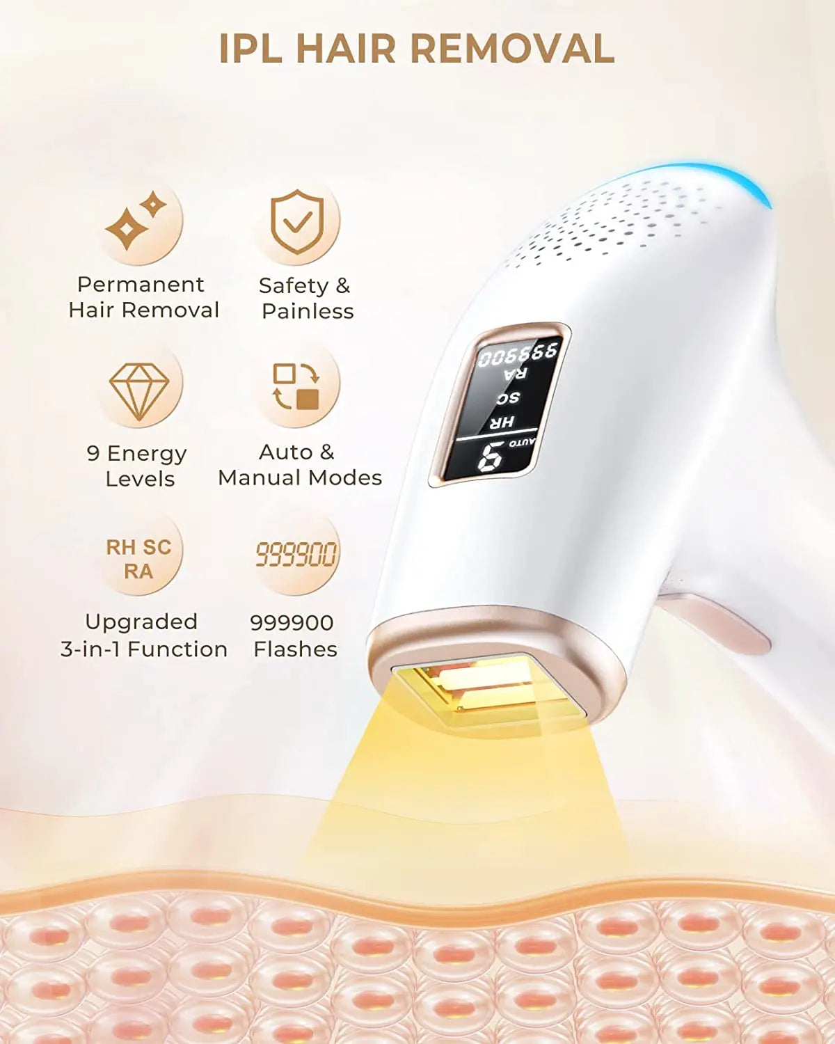 Lysmoski 3-In-1 IPL Hair Removal Epilator for Body and Face