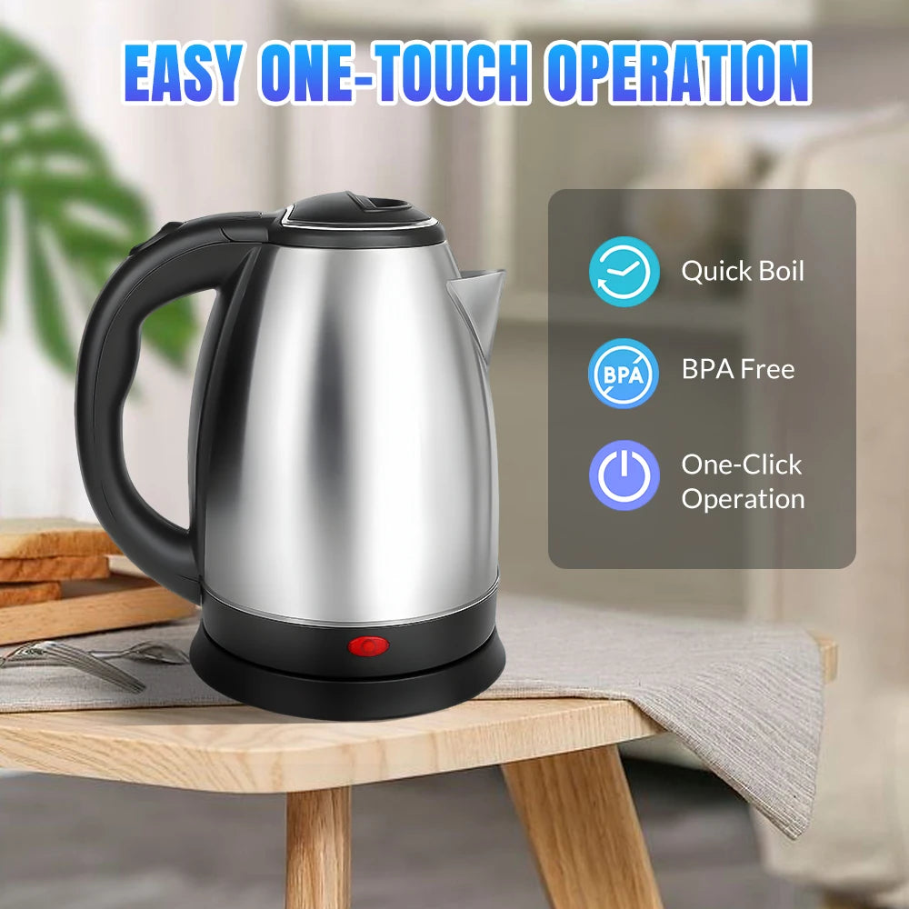 Stainless Steel Electric Kettle With One Touch Auto Shutoff