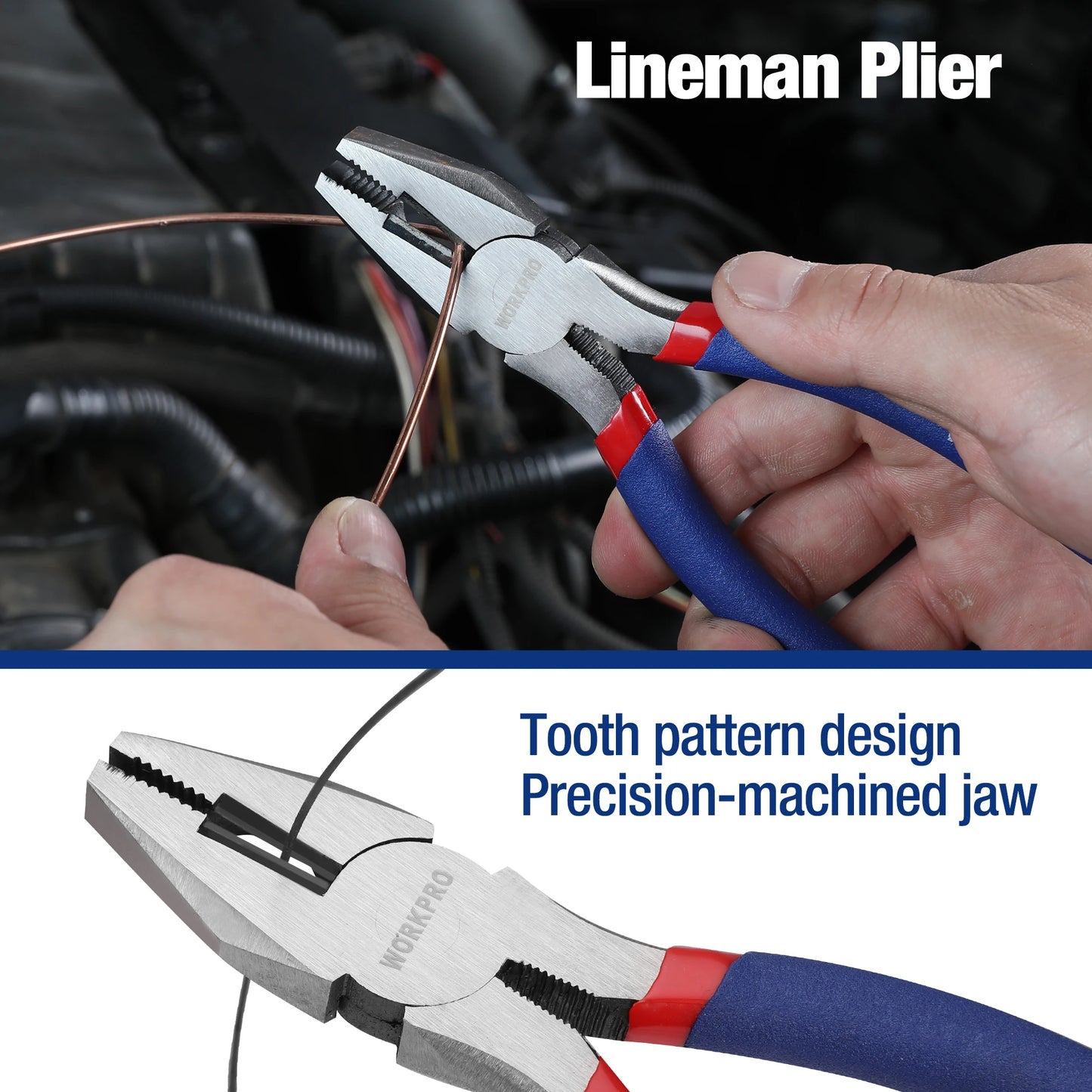 WORKPRO 7-Piece Pliers Set Groove Joint Long Nose Slip Linesman Diagonal