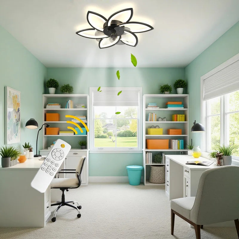 Petal Ceiling Fan Light With Remote Control And Stepless Dimming