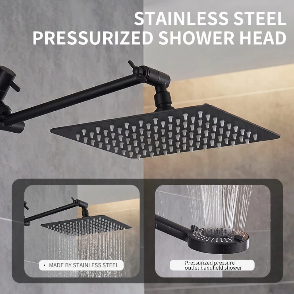Stainless Steel Wall Mounted Showerhead With Extension Arm Set