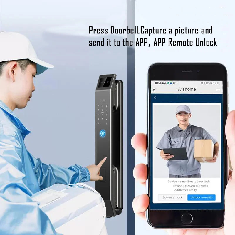 YKESDL 3D Face Recognition Fingerprint Smart Door Lock With Camera