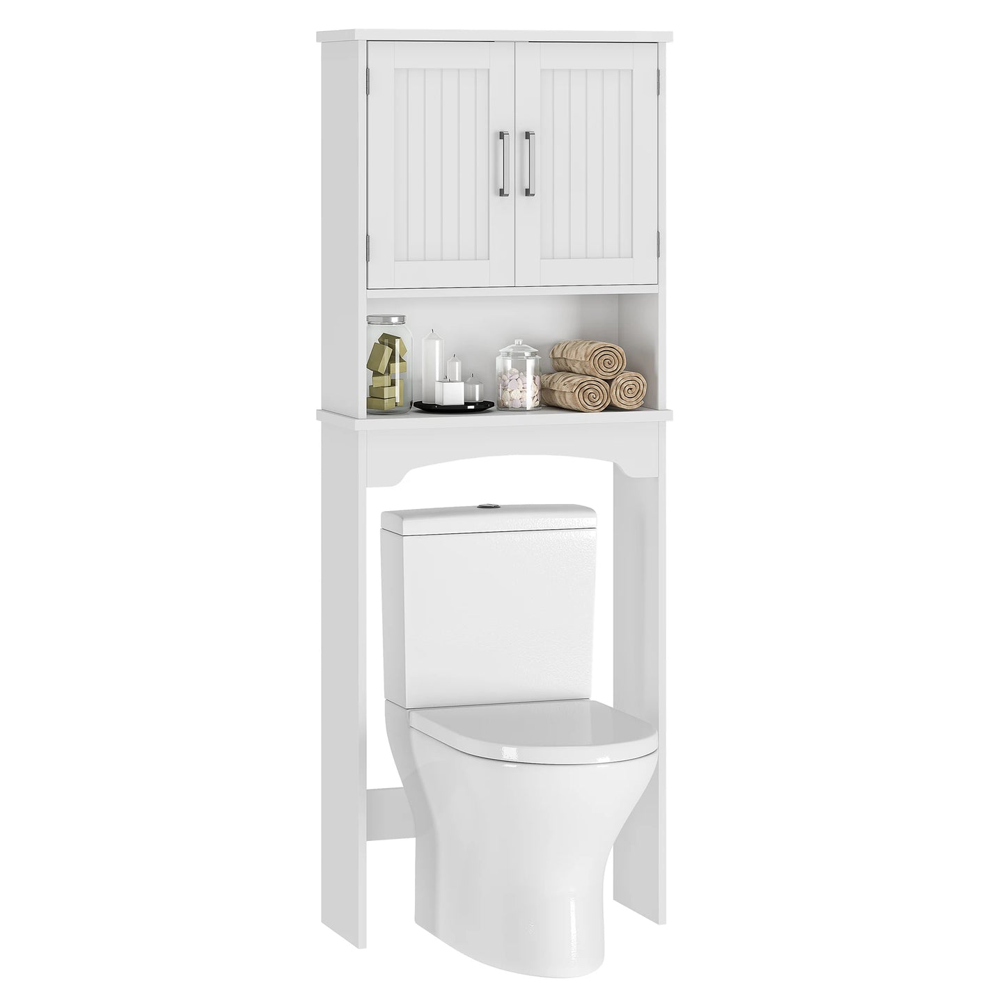HiMISS Over The Toilet Storage Cabinet With Double Doors AntiTip