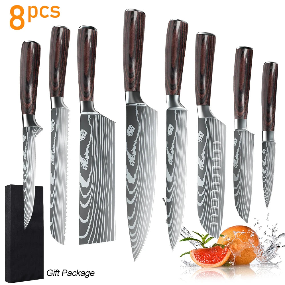 MDHAND Damascus Kitchen Knife Set Premium Stainless Steel Chef Blade