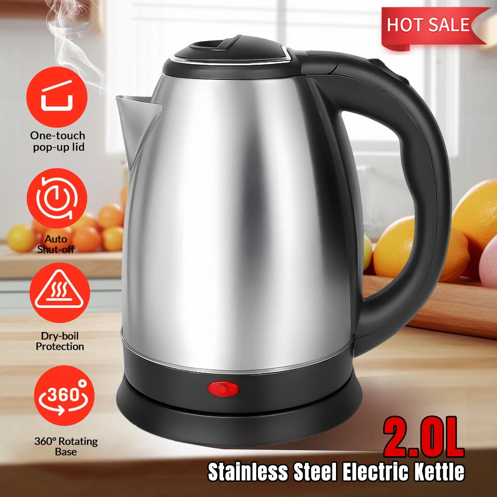 Stainless Steel Electric Kettle With One Touch Auto Shutoff