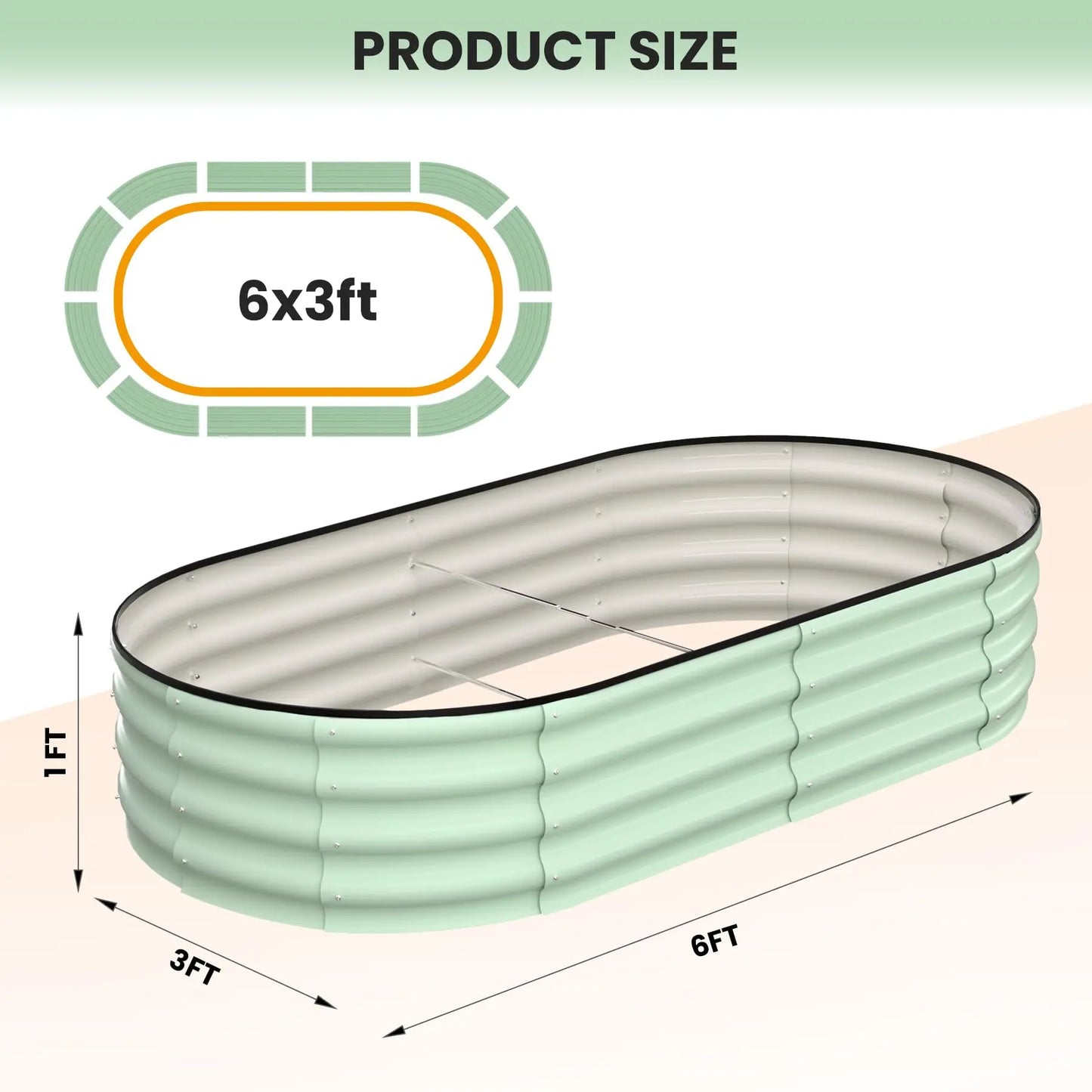 HiMISS 2-Pack Oval Galvanized Steel Raised Garden Bed Planter Box