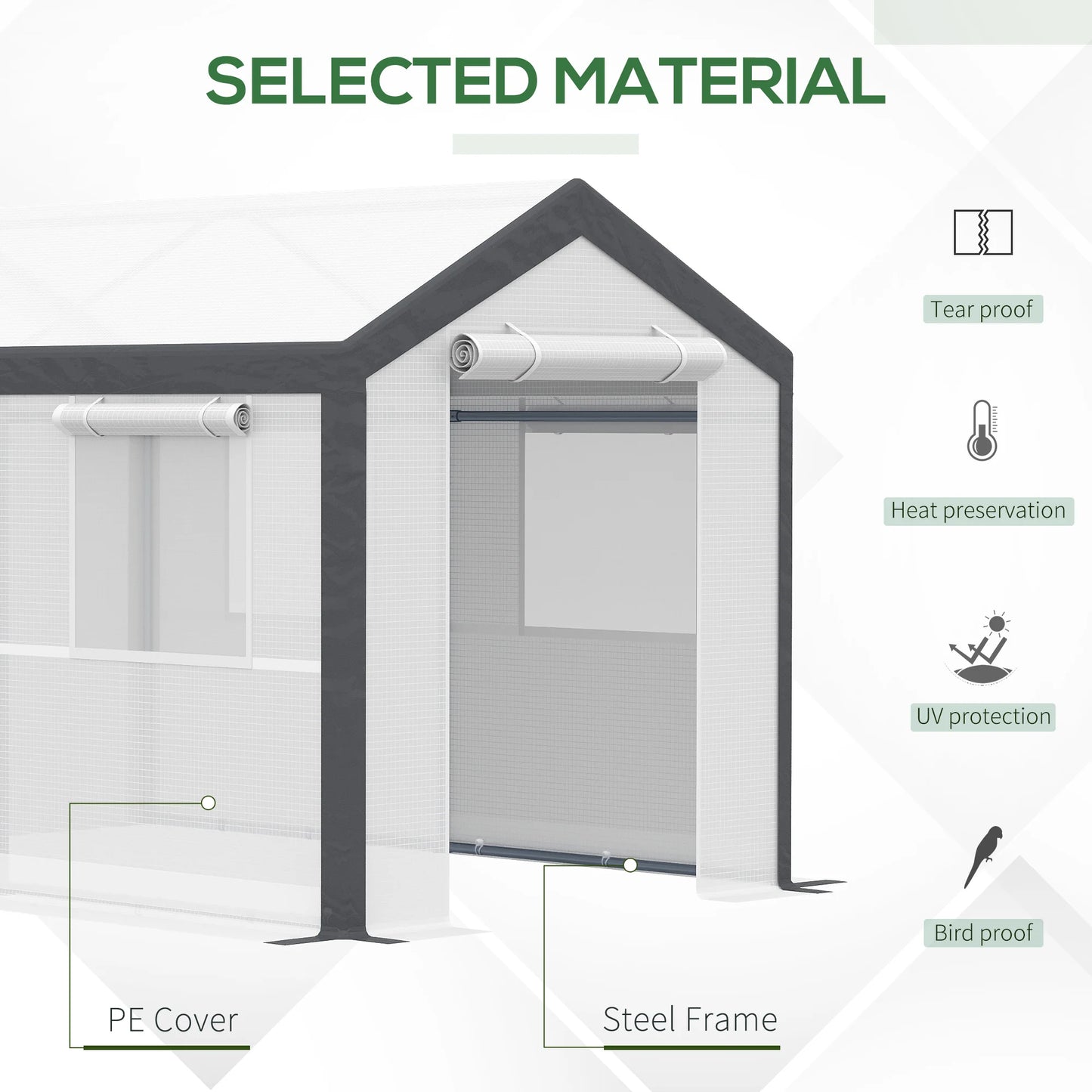 Outsunny Walk In Garden Greenhouse With Roll Up Door
