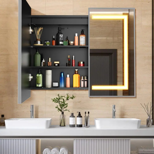 Backlit Bathroom Medicine Cabinet With Mirror And LED Lighting