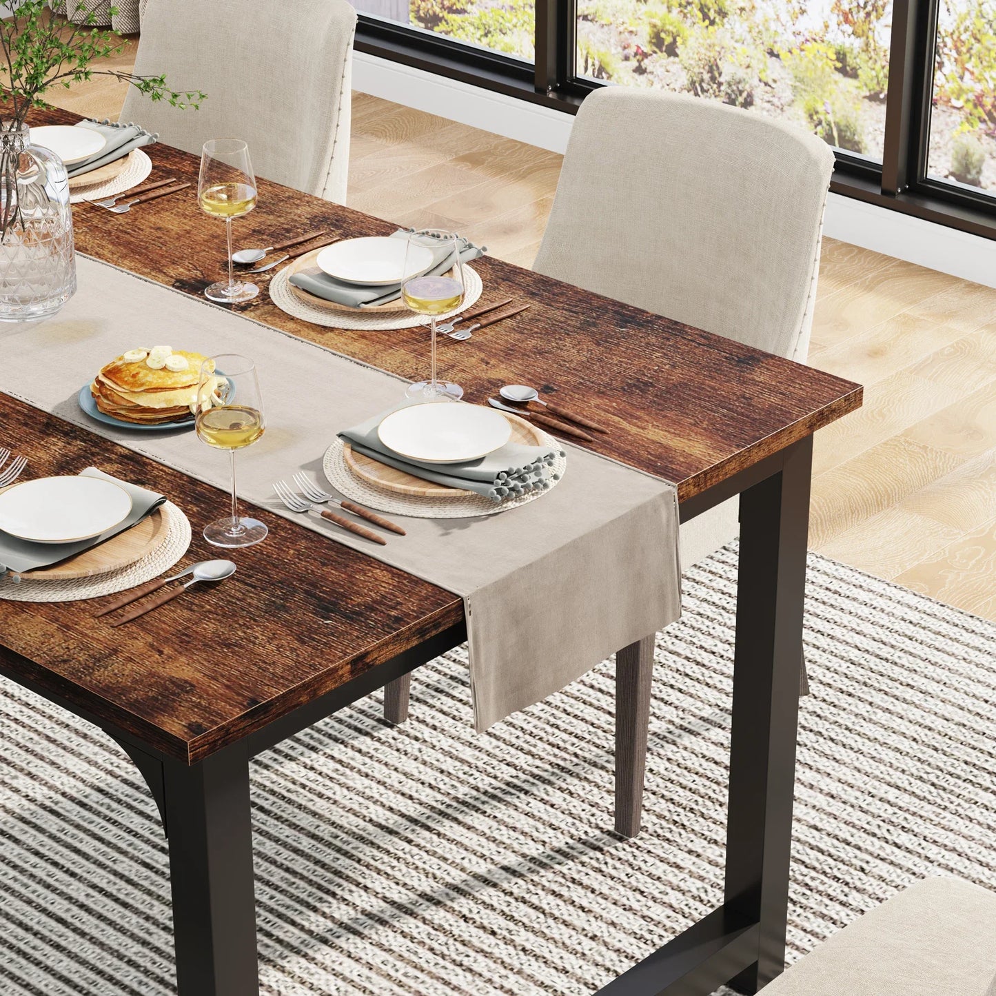 Tribesigns Industrial Wooden Dining Table For Home Kitchen Furniture