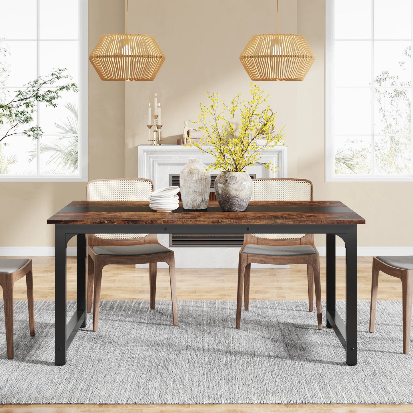 Tribesigns Industrial Wooden Dining Table For Home Kitchen Furniture