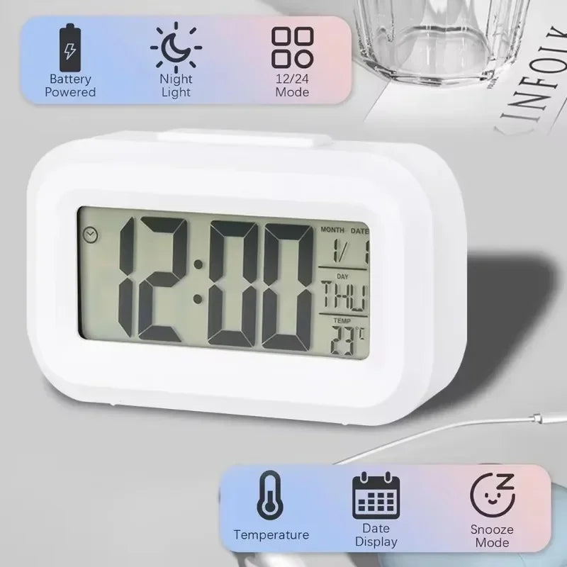 LED Digital Alarm Clock With Calendar Desk Clock Bedroom Decor