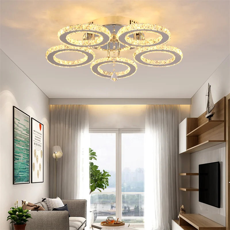 GreeLustr Modern Led Crystal Chandelier Ceiling Light