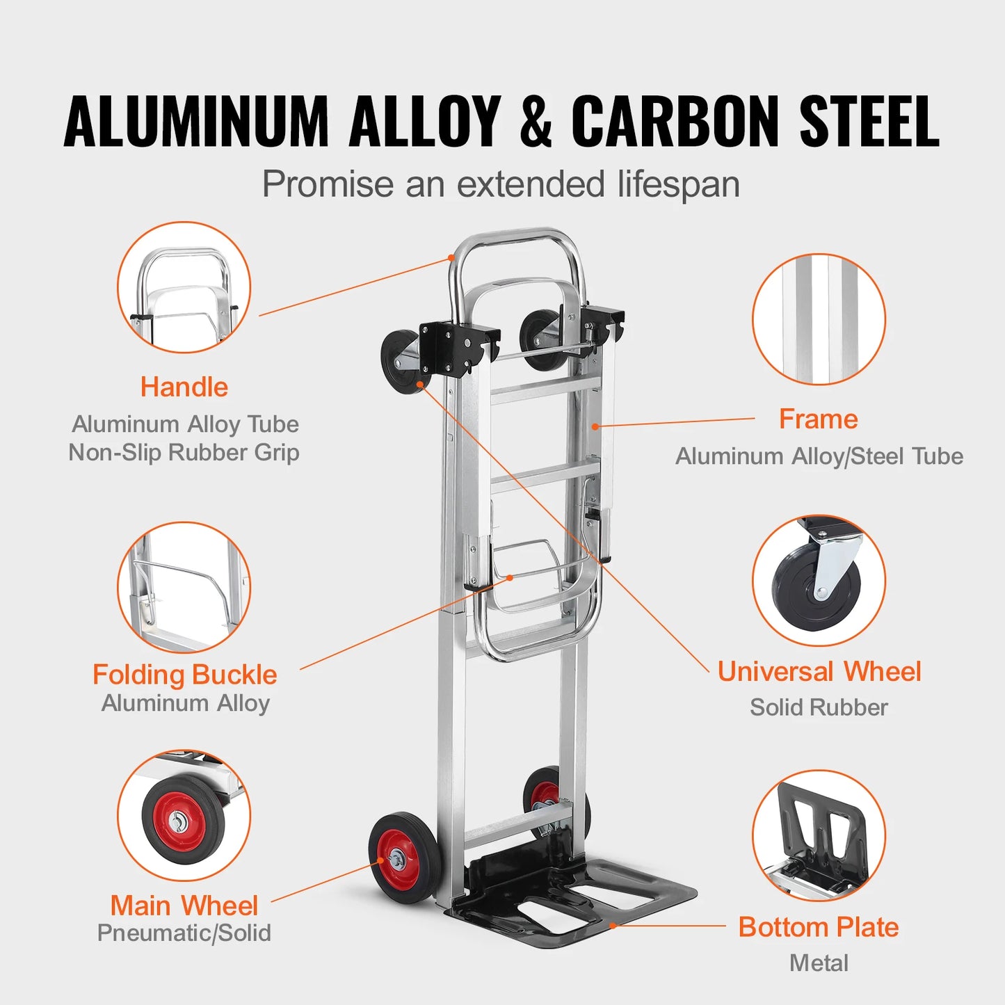 SucceBuy Folding Hand Truck With Wheels 400 Lb Capacity