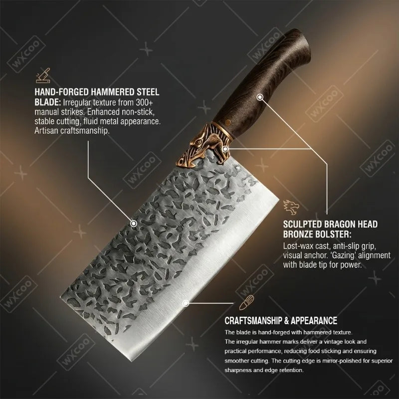 Stainless Steel Cleaver Chef Knife Pair For Kitchen Prep