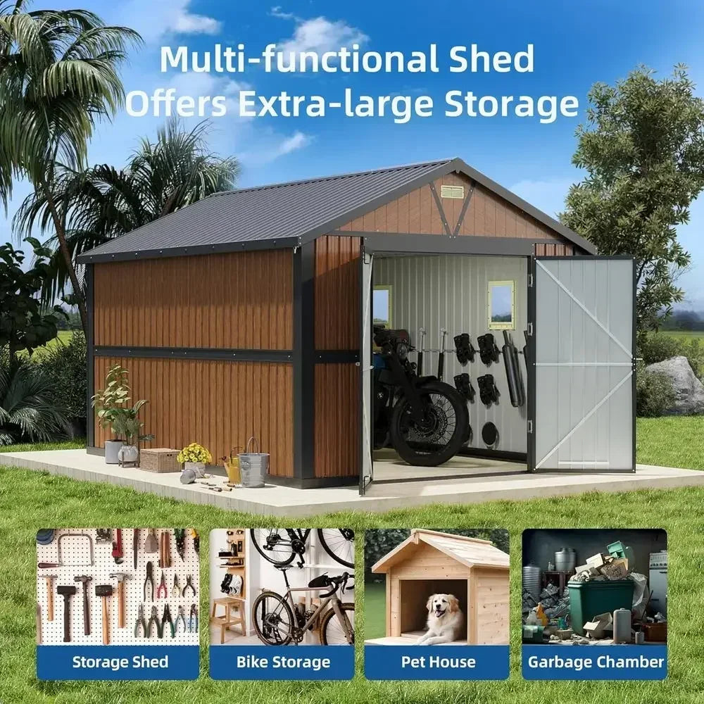 Metal Outdoor Storage Shed With Lockable Door And Window