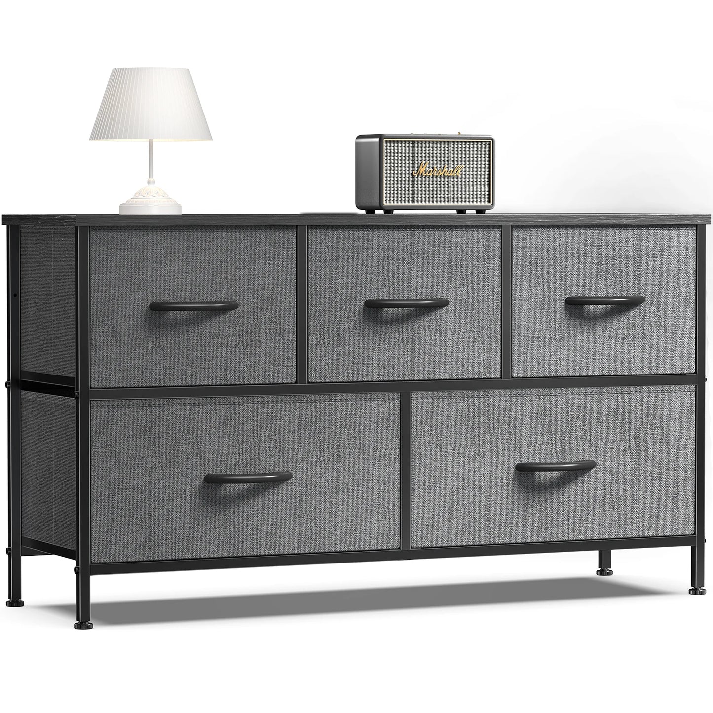 JHK Living Room Display Cabinet With Fabric Drawers
