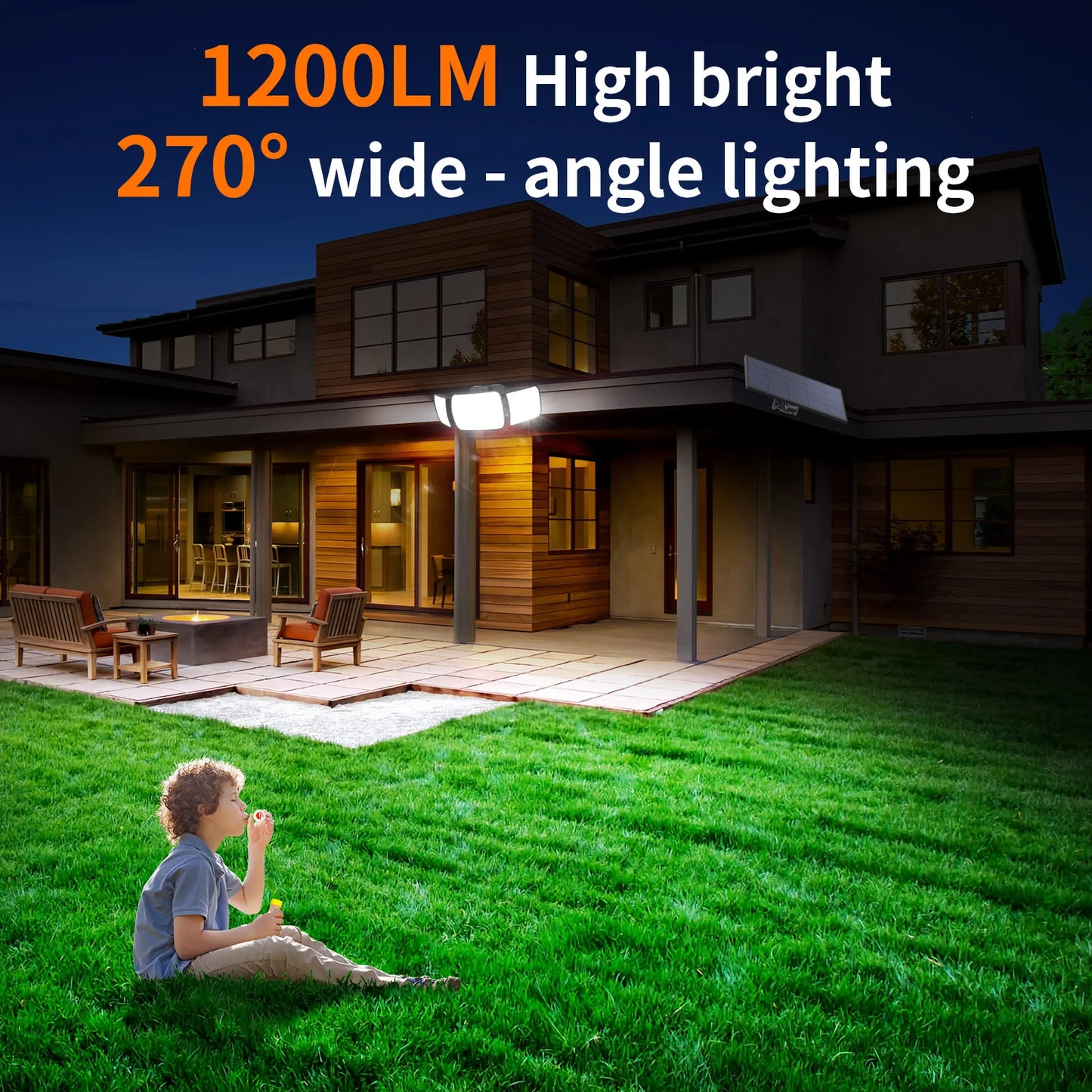 Intelamp Outdoor Solar LED Spotlight With Dual Motion Sensors