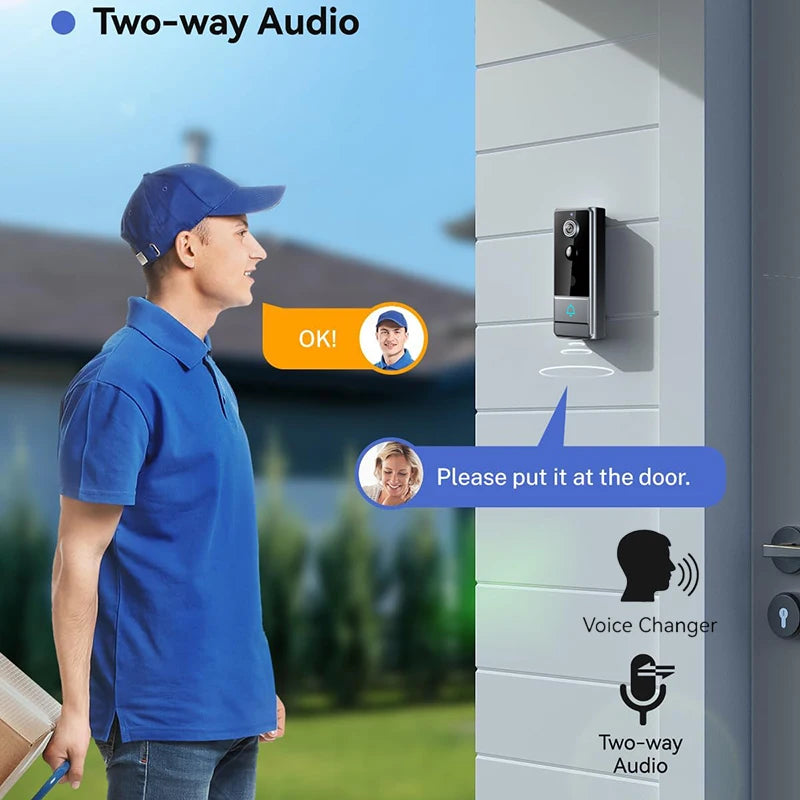 XBIBI Wireless Smart Video Doorbell with 3600mAh Battery