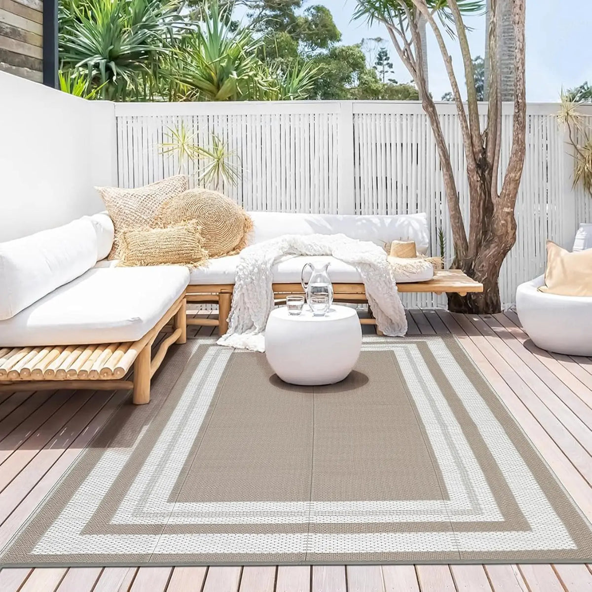 TWISTER.CK Waterproof Reversible Plastic Outdoor Rug for Patio and Camping