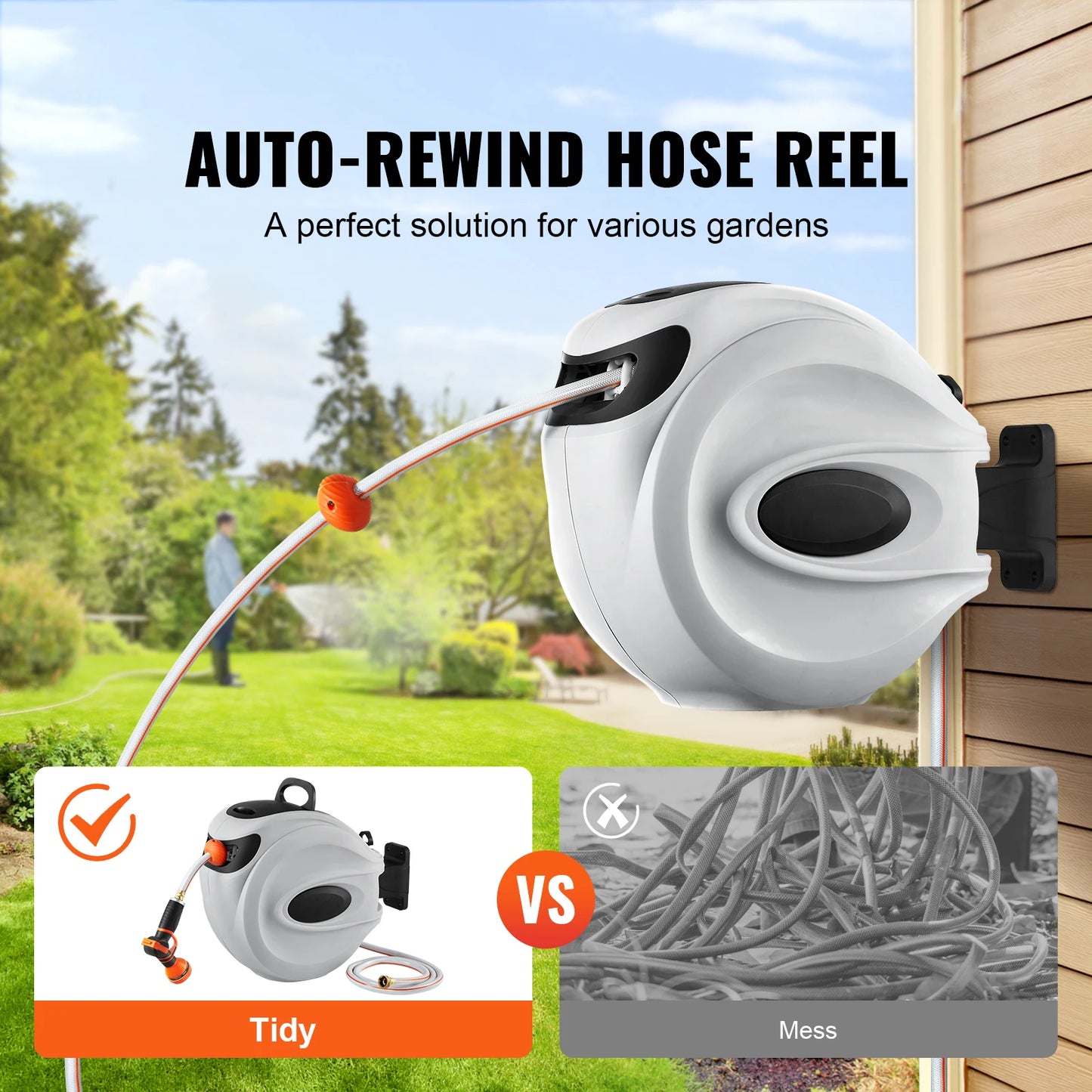 Succebuy Retractable Garden Hose Reel With Auto Rewind