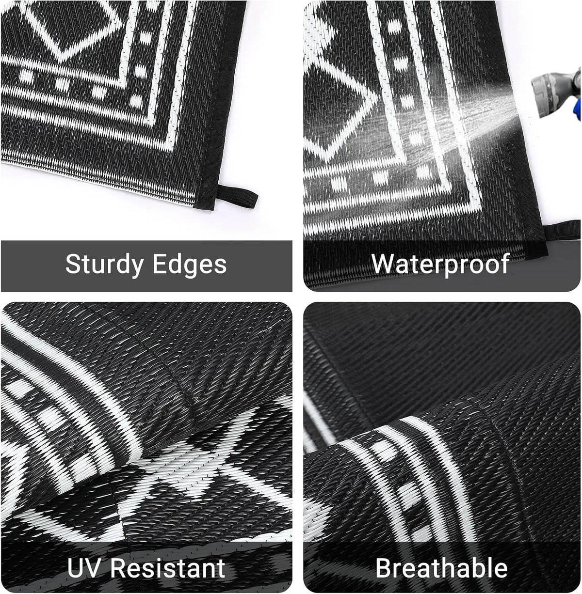 TWISTER.CK Waterproof Reversible Outdoor Plastic Straw Patio Rug