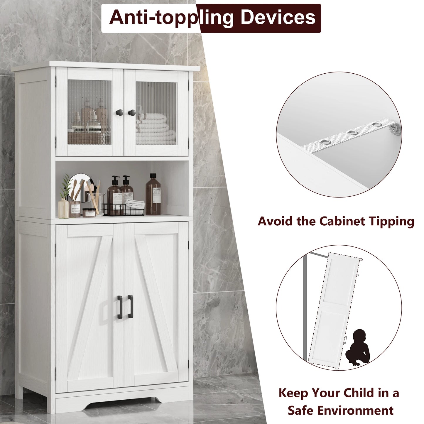 HobbyLane Free Standing Kitchen Pantry Cabinet With 4 Doors