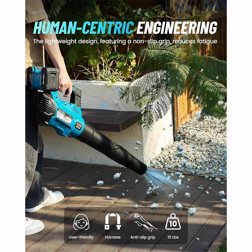 Seesii 40V Brushless Cordless Turbo Leaf Blower Adjustable Speed