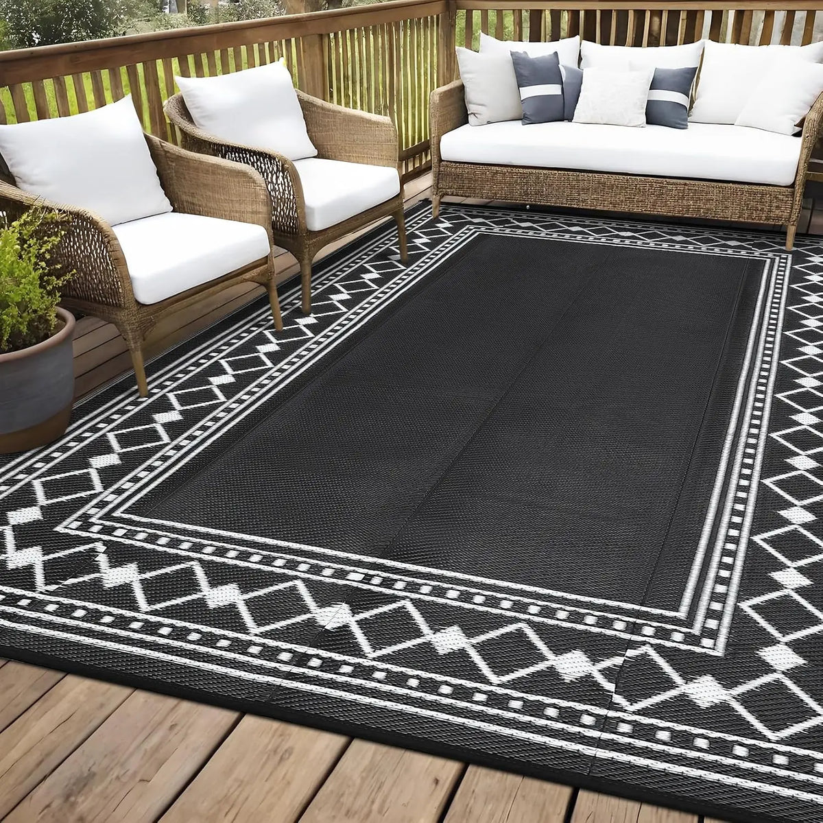 TWISTER.CK Waterproof Reversible Outdoor Plastic Straw Patio Rug